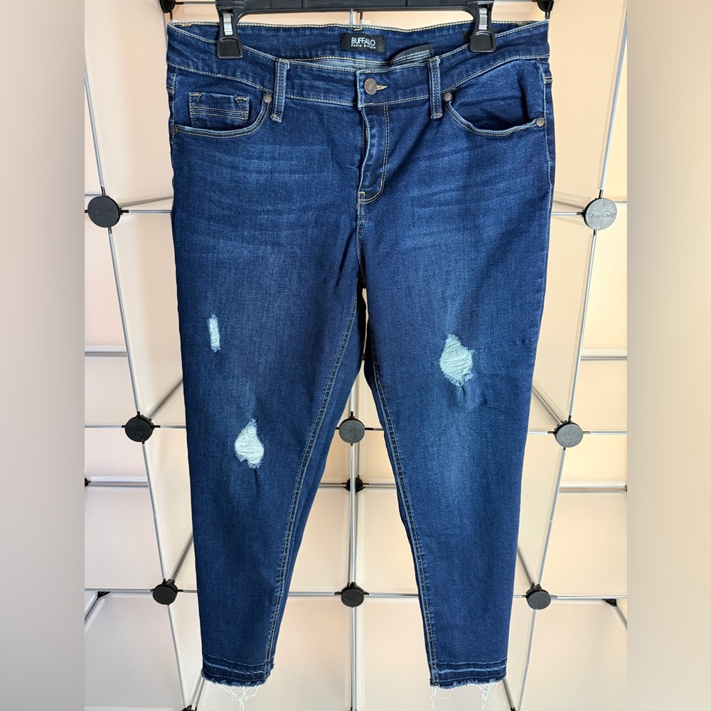 Buffalo David Bitton Women's Jess Rip & Repair Mid-Rise Skinny Jeans Size 12/32